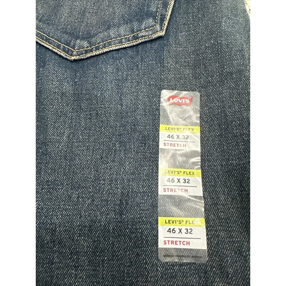 New Levi's 501 Original Button Fly Straight Jeans 46x32 Mens Grunge Look Stretch